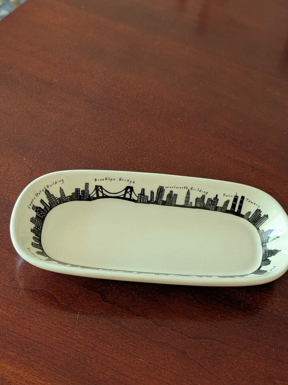 FISHS EDDY Homer Laughlin  New York City Skyline China Celery Plate 10" Oval